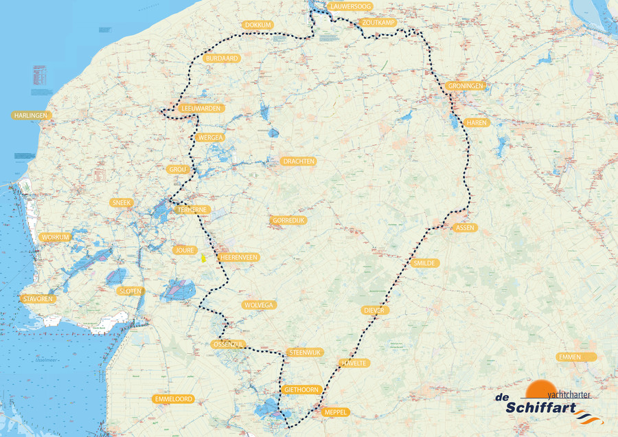 Vaarroute 'Drie-Provincien' door Friesland, Groningen en Drenthe varen