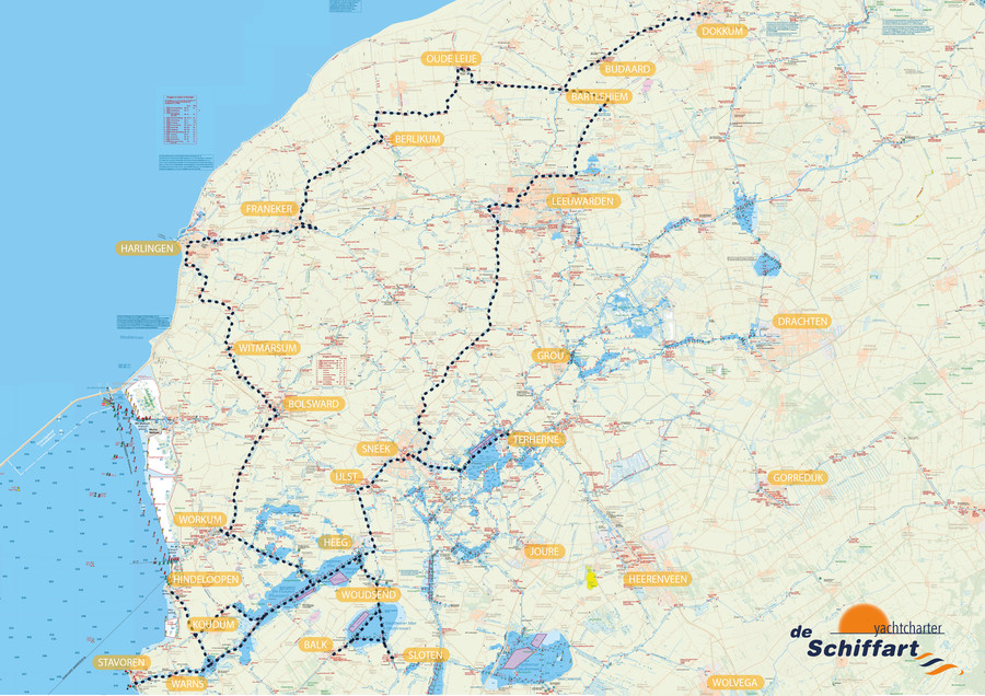 Vaarroute 'Elfstedenroute',  vaar de elfstedentocht op een boot!