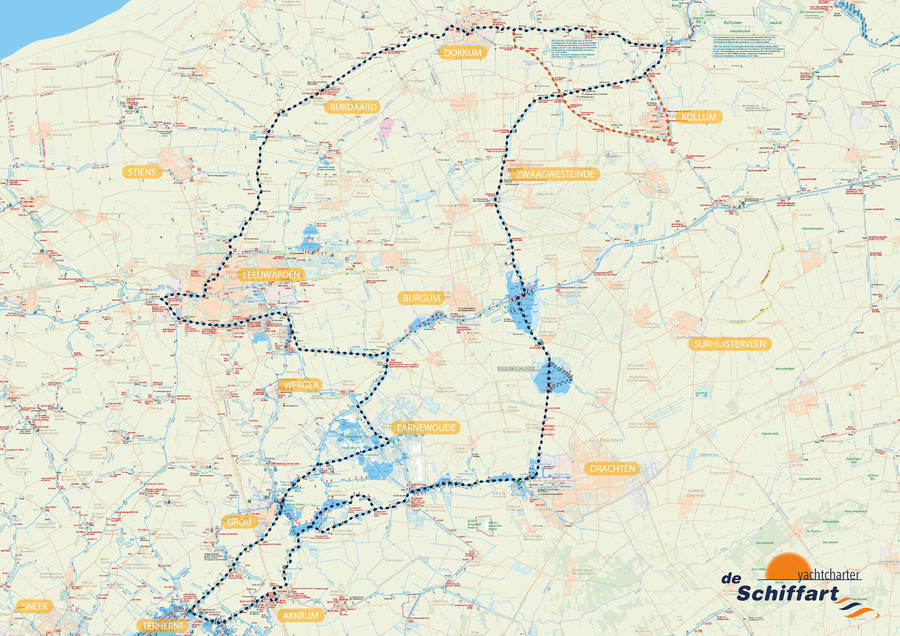 Vaarroute 'Lits-Lauwersmeer' langs Leeuwarden, Dokkum en Drachten