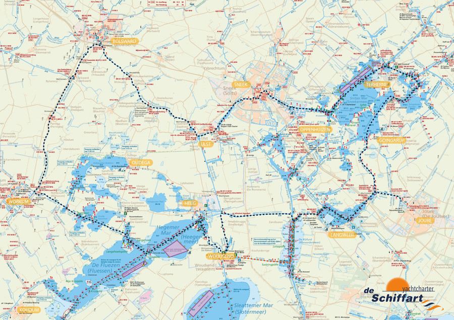 Vaarroute 'Woudaaproute' langs Terherne, Joure en Sneek