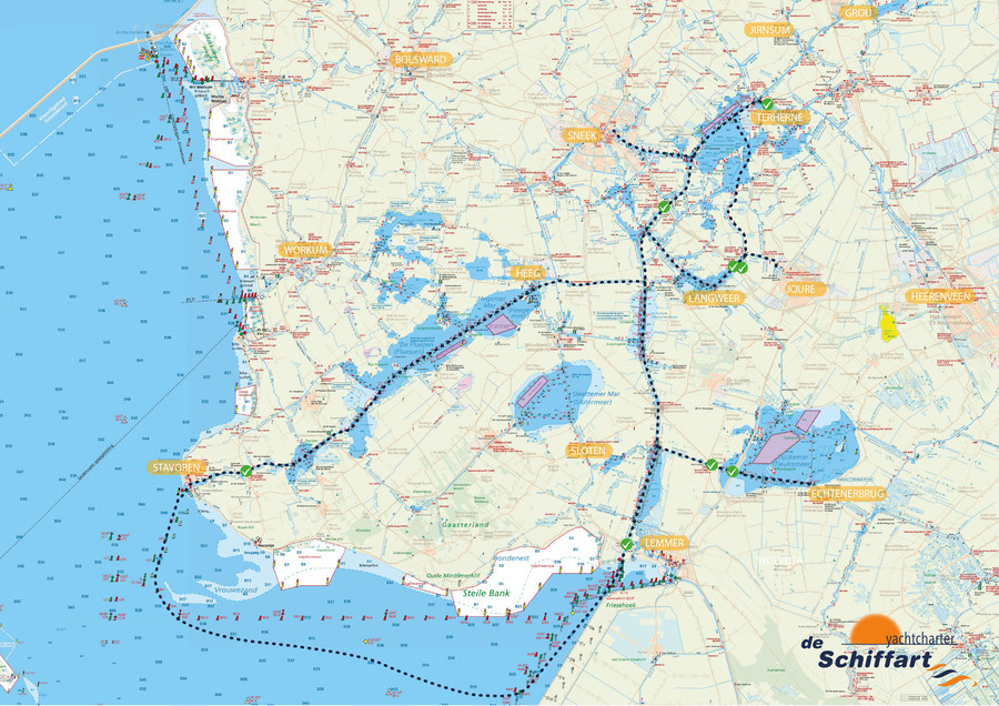 Winterroute langs Sneek, Langweer en Joure varen